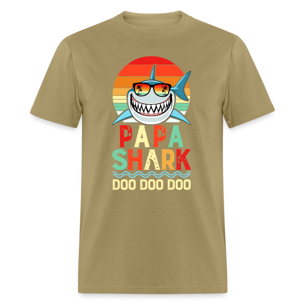 Papa Shark Doo Doo Doo T-Shirt - khaki