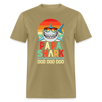 Papa Shark Doo Doo Doo T-Shirt - khaki