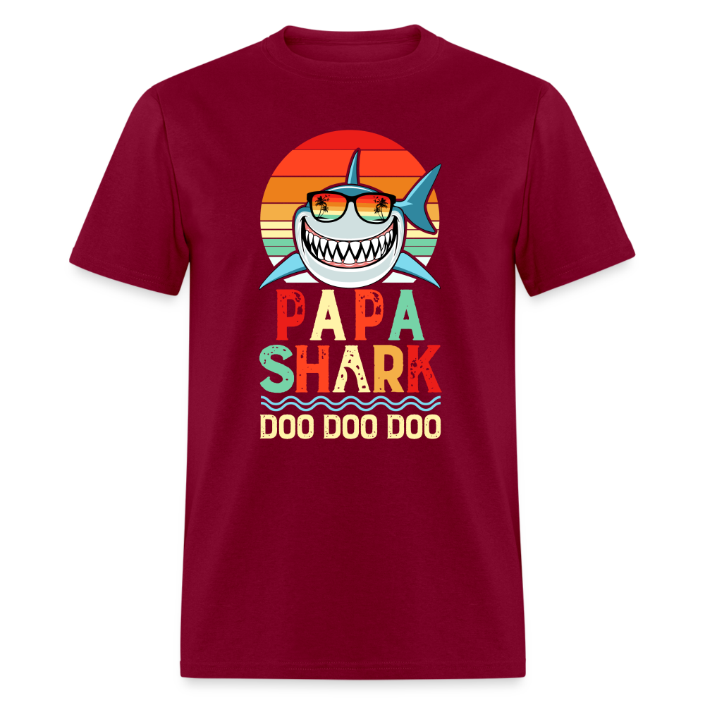Papa Shark Doo Doo Doo T-Shirt - burgundy