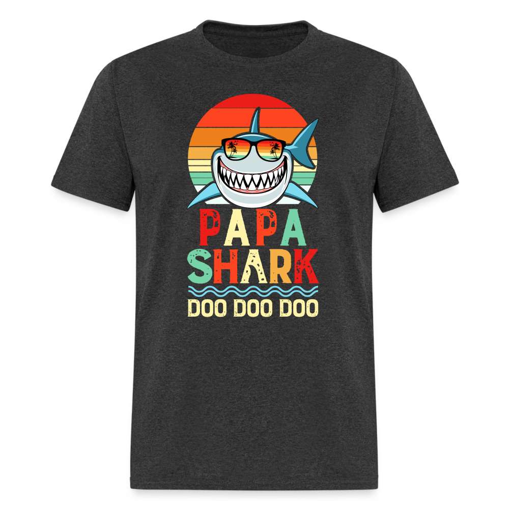 Papa Shark Doo Doo Doo T-Shirt - heather black