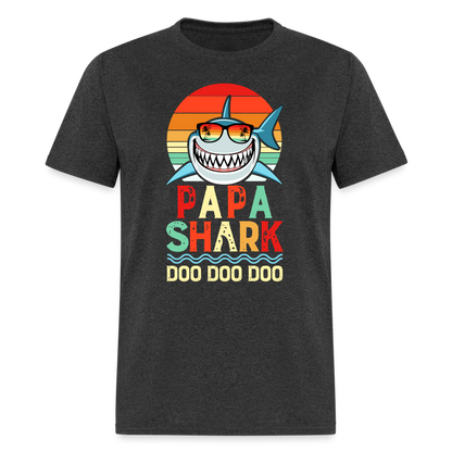 Papa Shark Doo Doo Doo T-Shirt - heather black