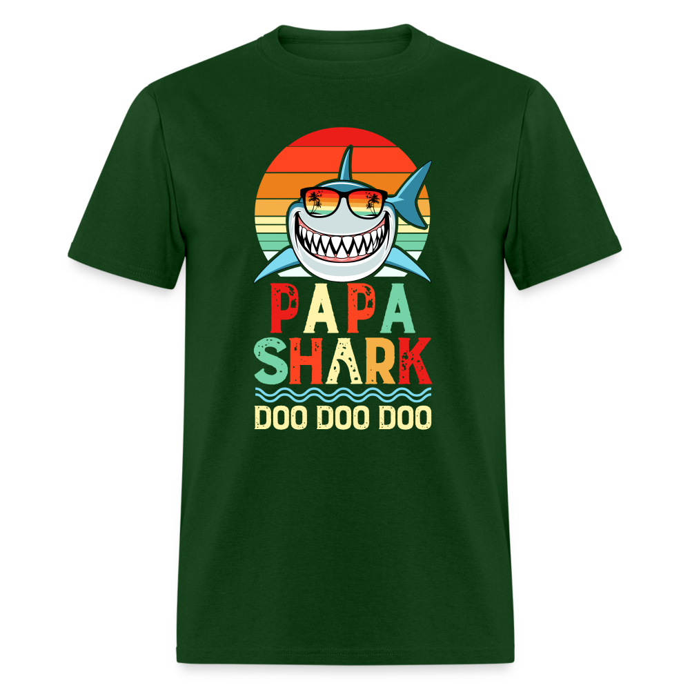 Papa Shark Doo Doo Doo T-Shirt - forest green