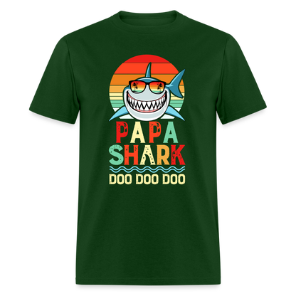 Papa Shark Doo Doo Doo T-Shirt - forest green