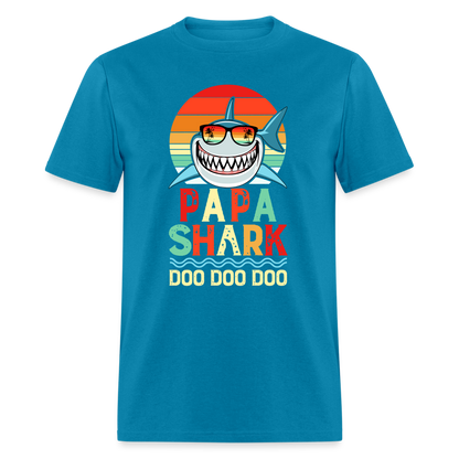 Papa Shark Doo Doo Doo T-Shirt - turquoise