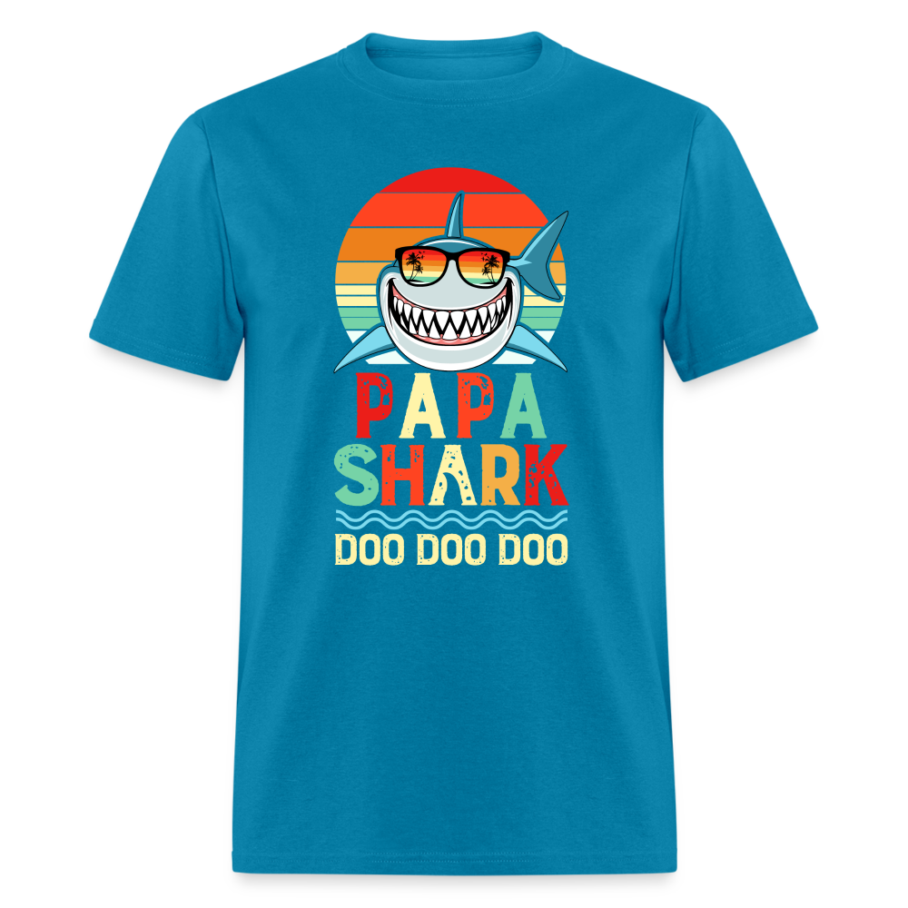 Papa Shark Doo Doo Doo T-Shirt - turquoise