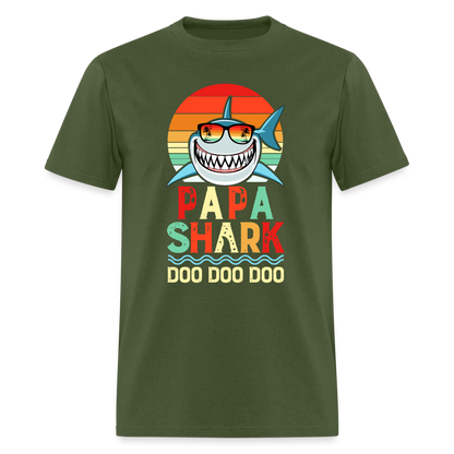 Papa Shark Doo Doo Doo T-Shirt - military green