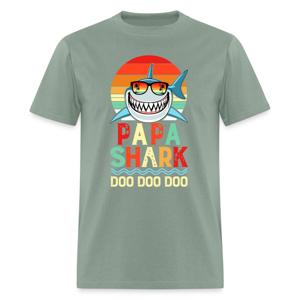 Papa Shark Doo Doo Doo T-Shirt - sage