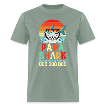 Papa Shark Doo Doo Doo T-Shirt - sage