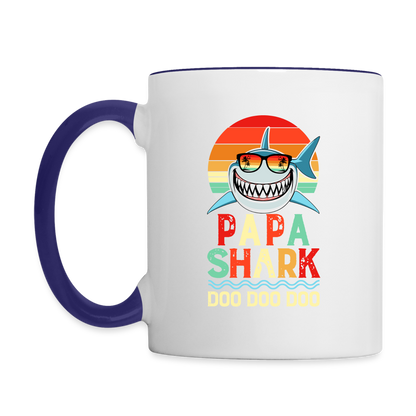 Papa Shark Doo Doo Doo Coffee Mug - white/cobalt blue