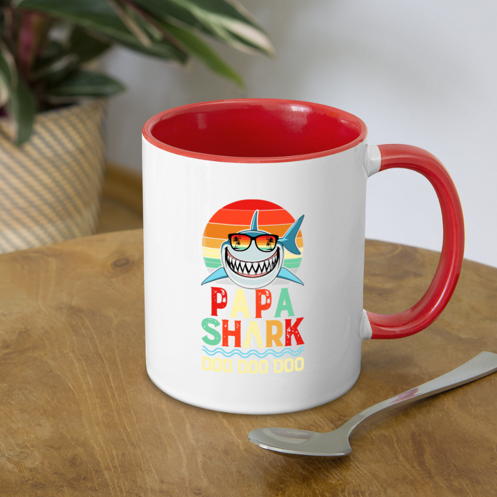 Papa Shark Doo Doo Doo Coffee Mug - white/red