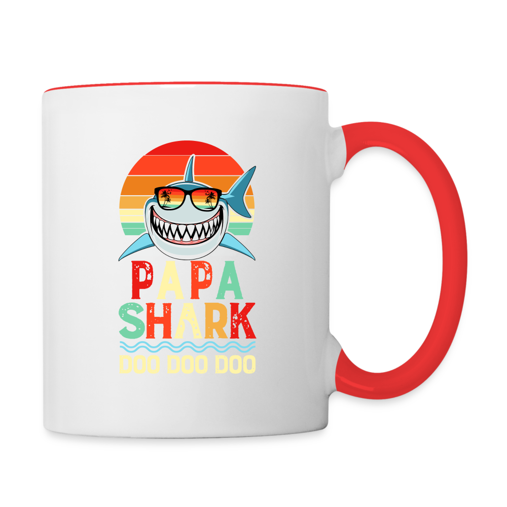 Papa Shark Doo Doo Doo Coffee Mug - white/red