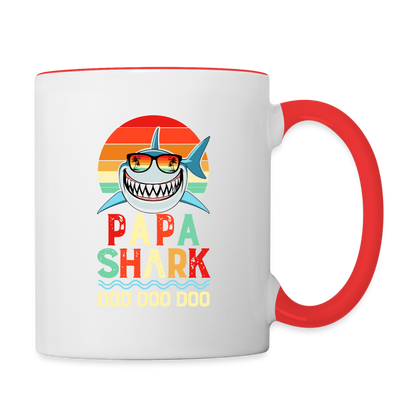 Papa Shark Doo Doo Doo Coffee Mug - white/red