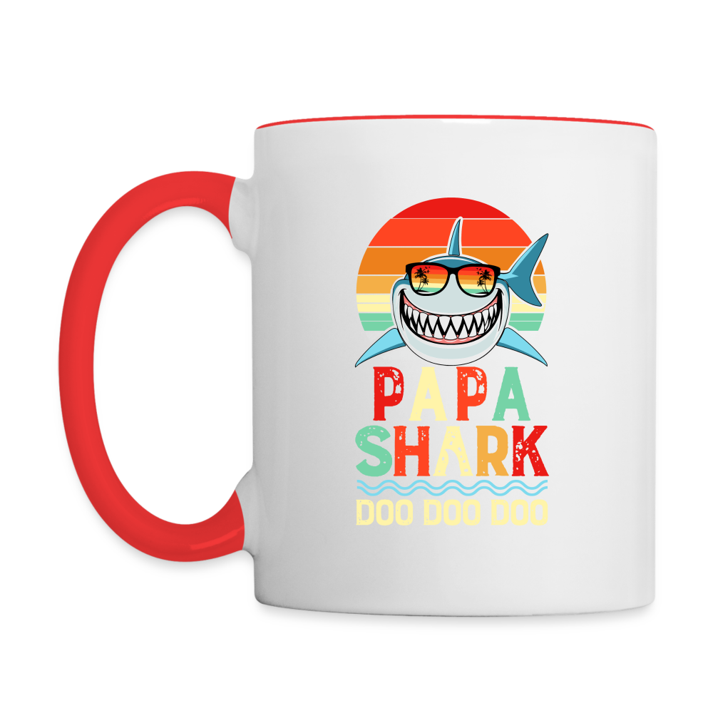 Papa Shark Doo Doo Doo Coffee Mug - white/red