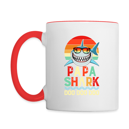 Papa Shark Doo Doo Doo Coffee Mug - white/red