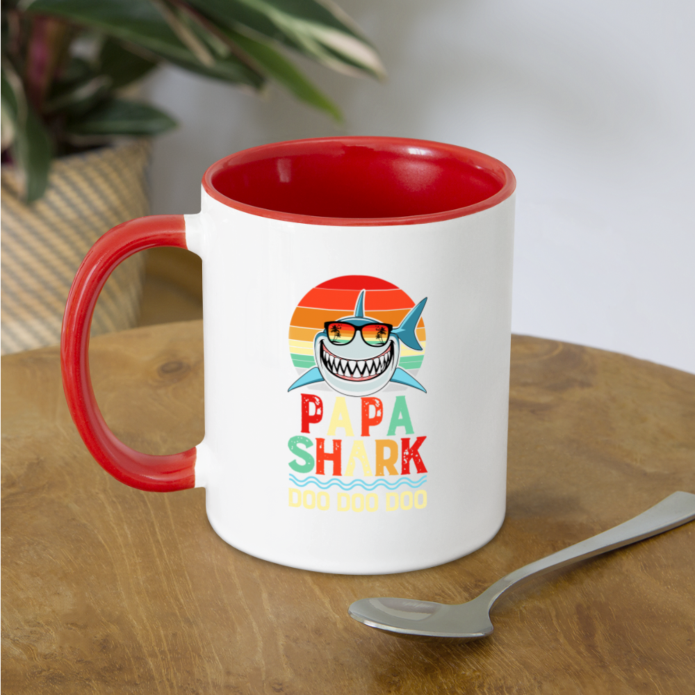 Papa Shark Doo Doo Doo Coffee Mug - white/red