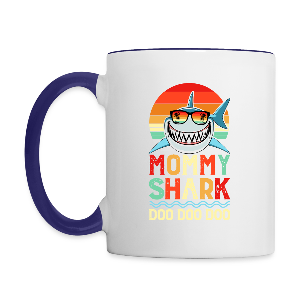 Mommy Shark Doo Doo Doo Coffee Mug - white/cobalt blue