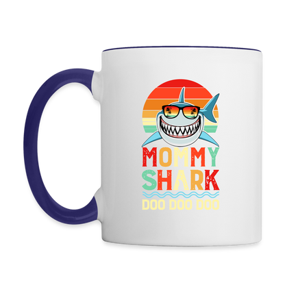 Mommy Shark Doo Doo Doo Coffee Mug - white/cobalt blue
