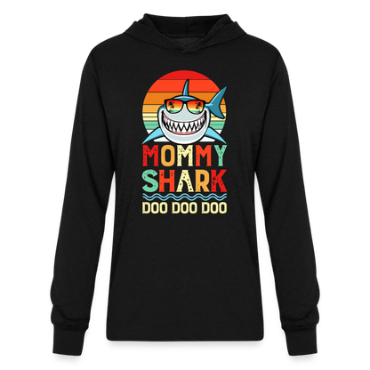 Mommy Shark Doo Doo Doo Long Sleeve Hoodie Shirt - black