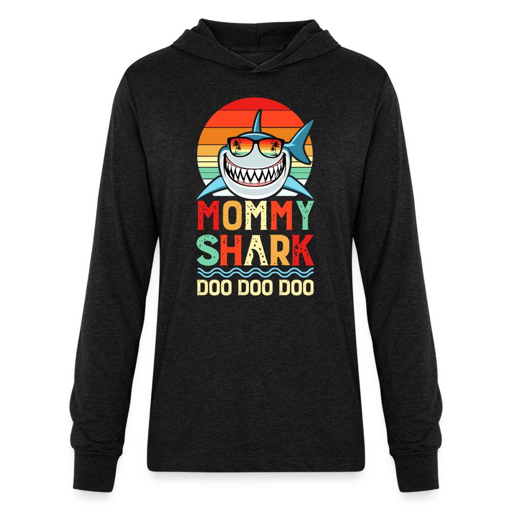 Mommy Shark Doo Doo Doo Long Sleeve Hoodie Shirt - heather black