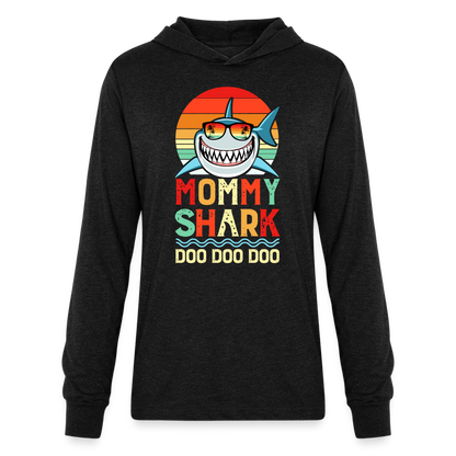 Mommy Shark Doo Doo Doo Long Sleeve Hoodie Shirt - heather black