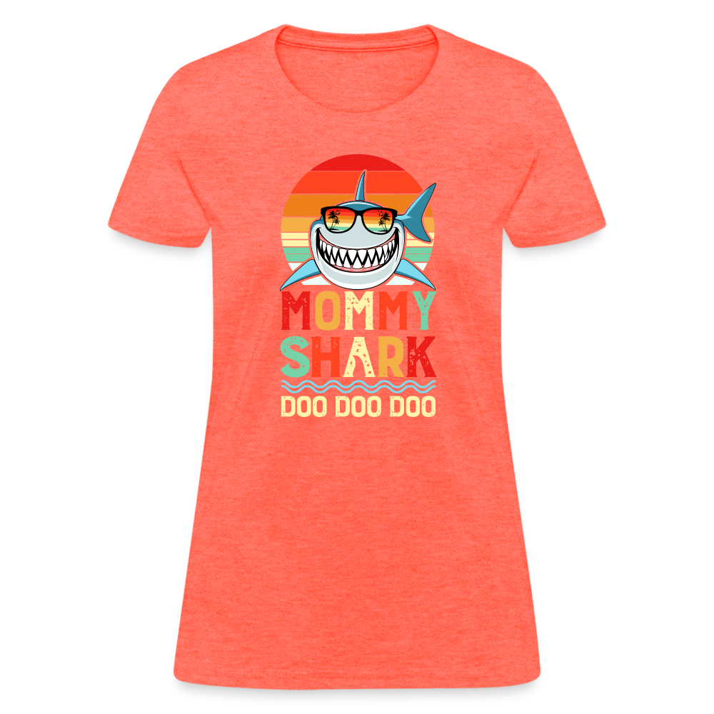 Mommy Shark Doo Doo Doo T-Shirt - heather coral