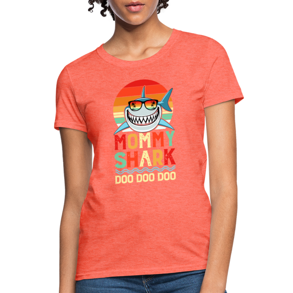 Mommy Shark Doo Doo Doo T-Shirt - heather coral