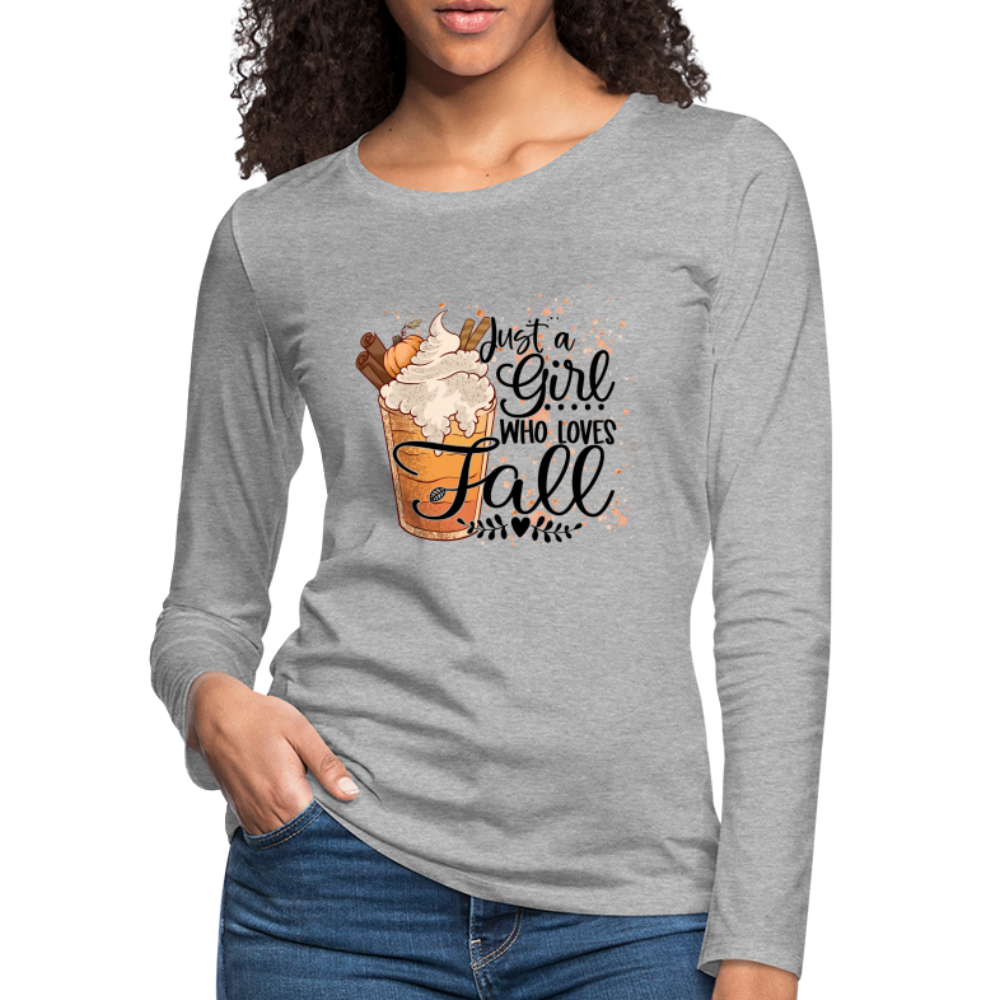 Just A Girl Who Loves Fall Women's Premium Long Sleeve T-Shirt - heather gray