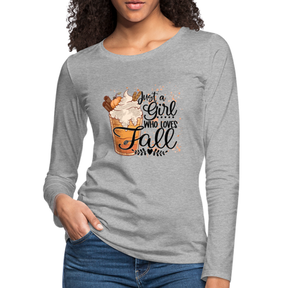 Just A Girl Who Loves Fall Women's Premium Long Sleeve T-Shirt - heather gray