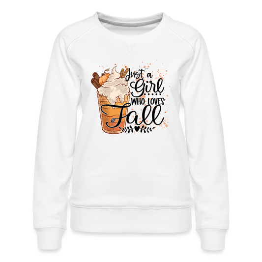 Just A Girl Who Loves Fall Women’s Premium Sweatshirt - white
