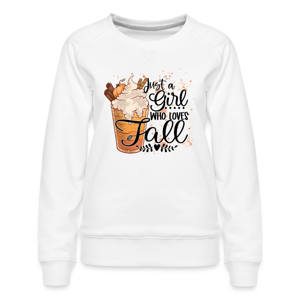 Just A Girl Who Loves Fall Women’s Premium Sweatshirt - white