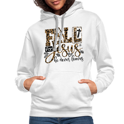 Fall for Jesus He Never Leaves Hoodie - white/gray