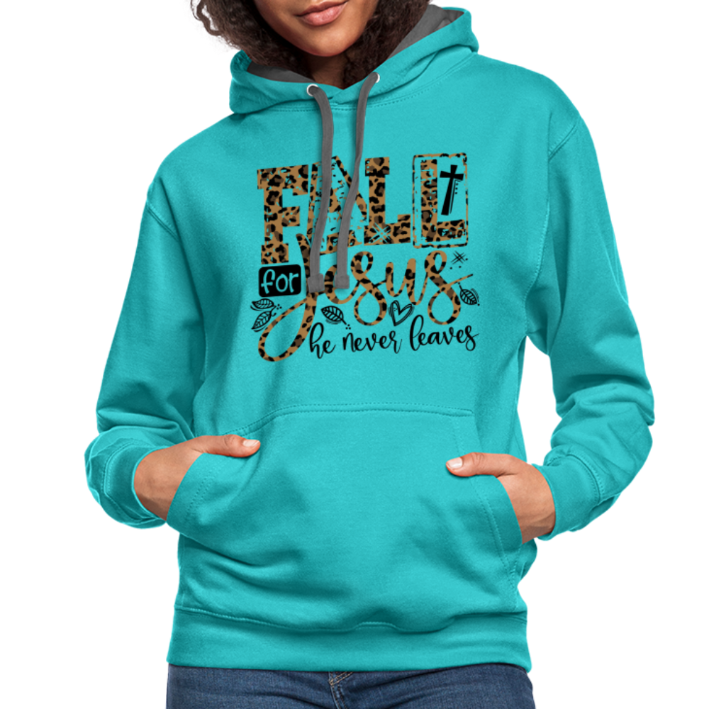 Fall for Jesus He Never Leaves Hoodie - scuba blue/asphalt