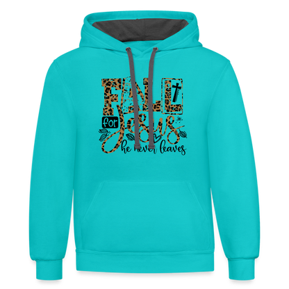 Fall for Jesus He Never Leaves Hoodie - scuba blue/asphalt