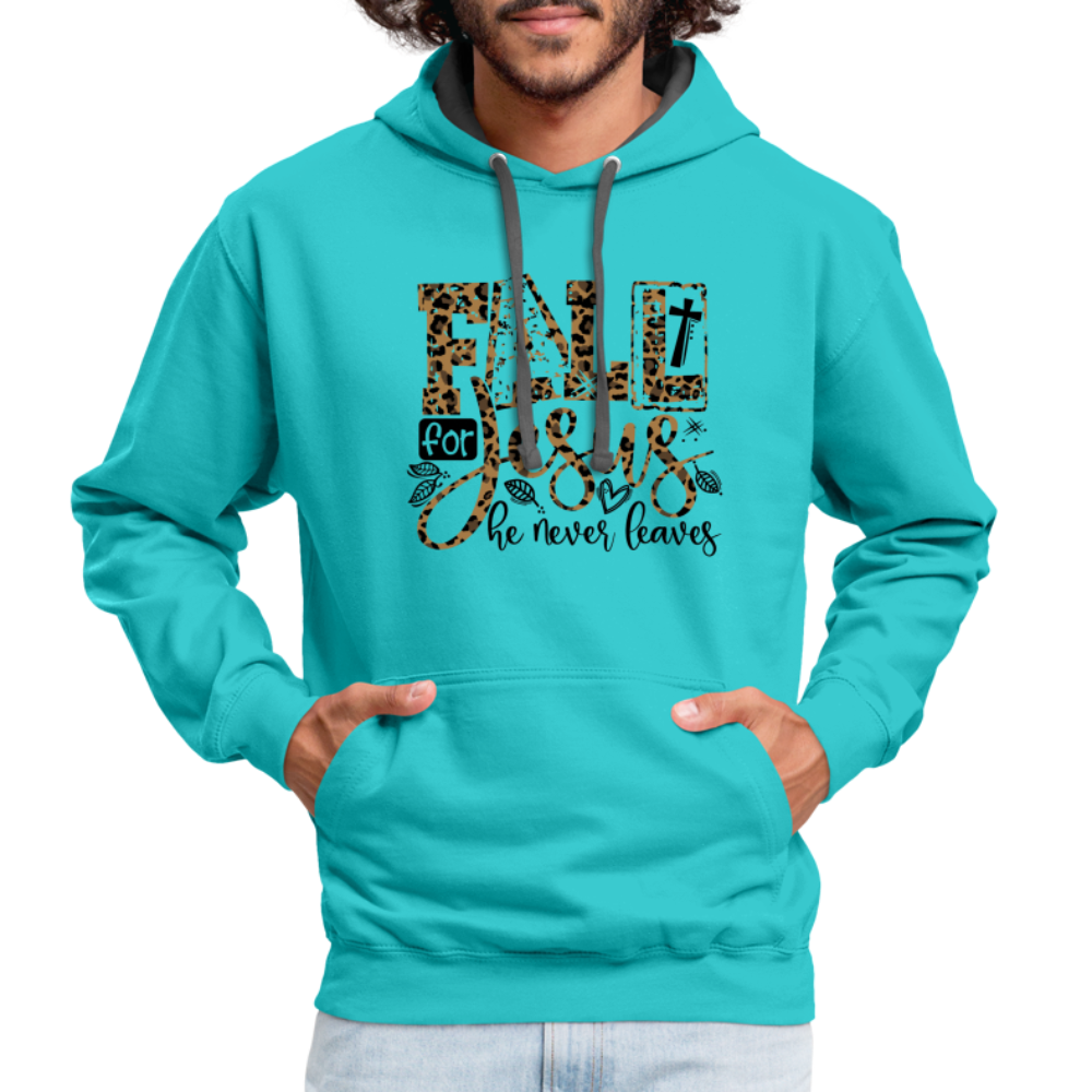 Fall for Jesus He Never Leaves Hoodie - scuba blue/asphalt