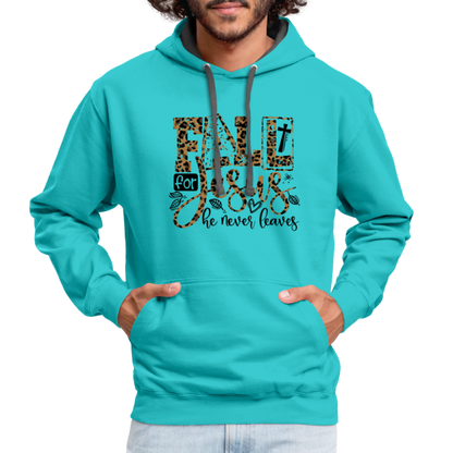 Fall for Jesus He Never Leaves Hoodie - scuba blue/asphalt