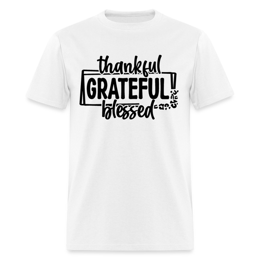 Thankful Grateful Blessed T-Shirt - white