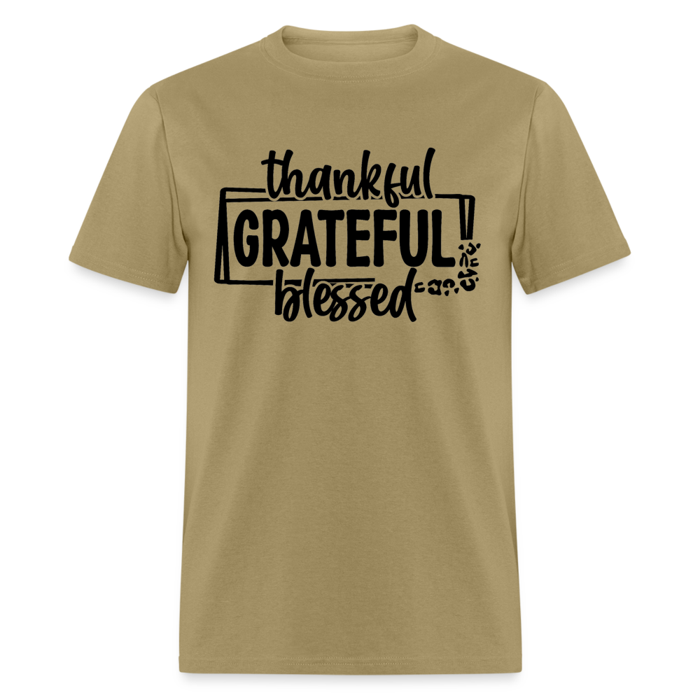 Thankful Grateful Blessed T-Shirt - khaki