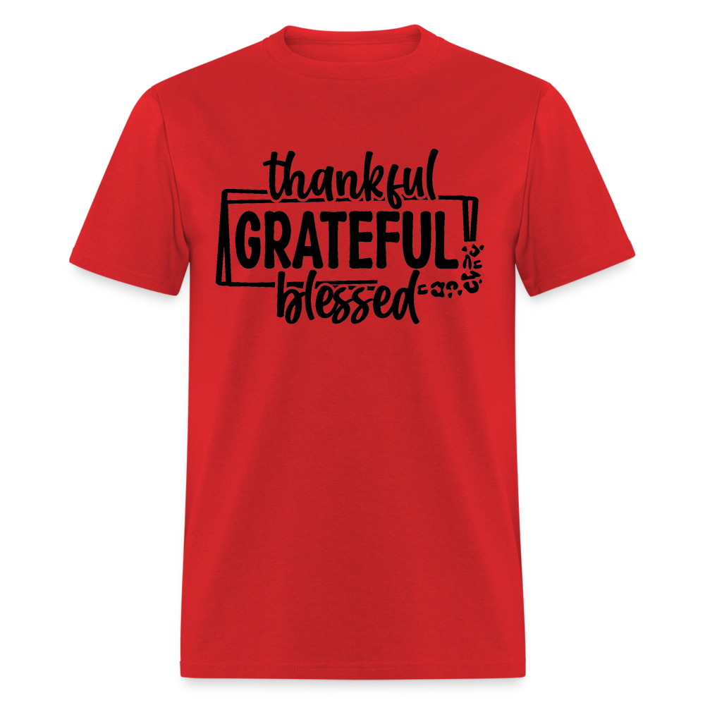 Thankful Grateful Blessed T-Shirt - red