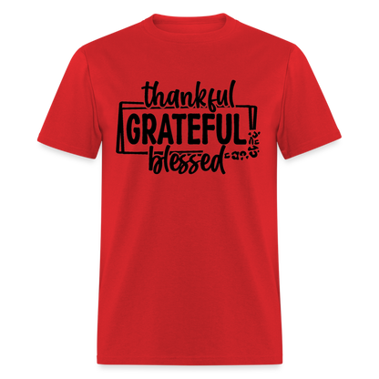 Thankful Grateful Blessed T-Shirt - red