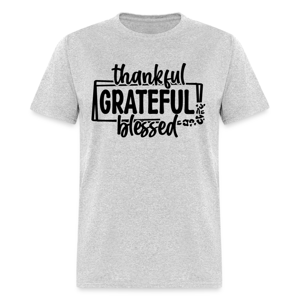 Thankful Grateful Blessed T-Shirt - heather gray