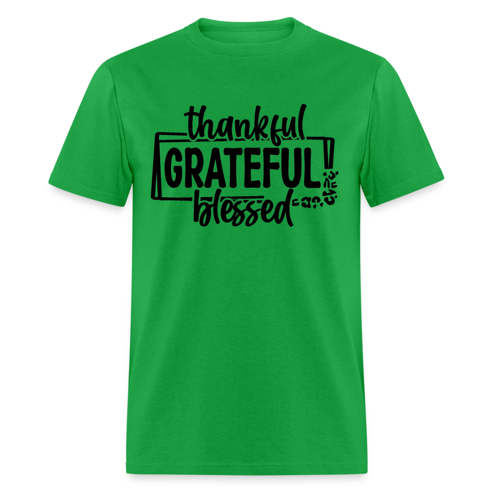 Thankful Grateful Blessed T-Shirt - bright green