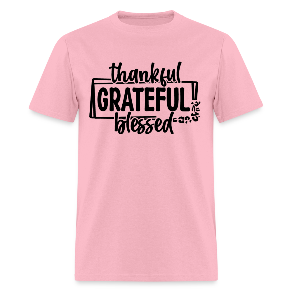 Thankful Grateful Blessed T-Shirt - pink