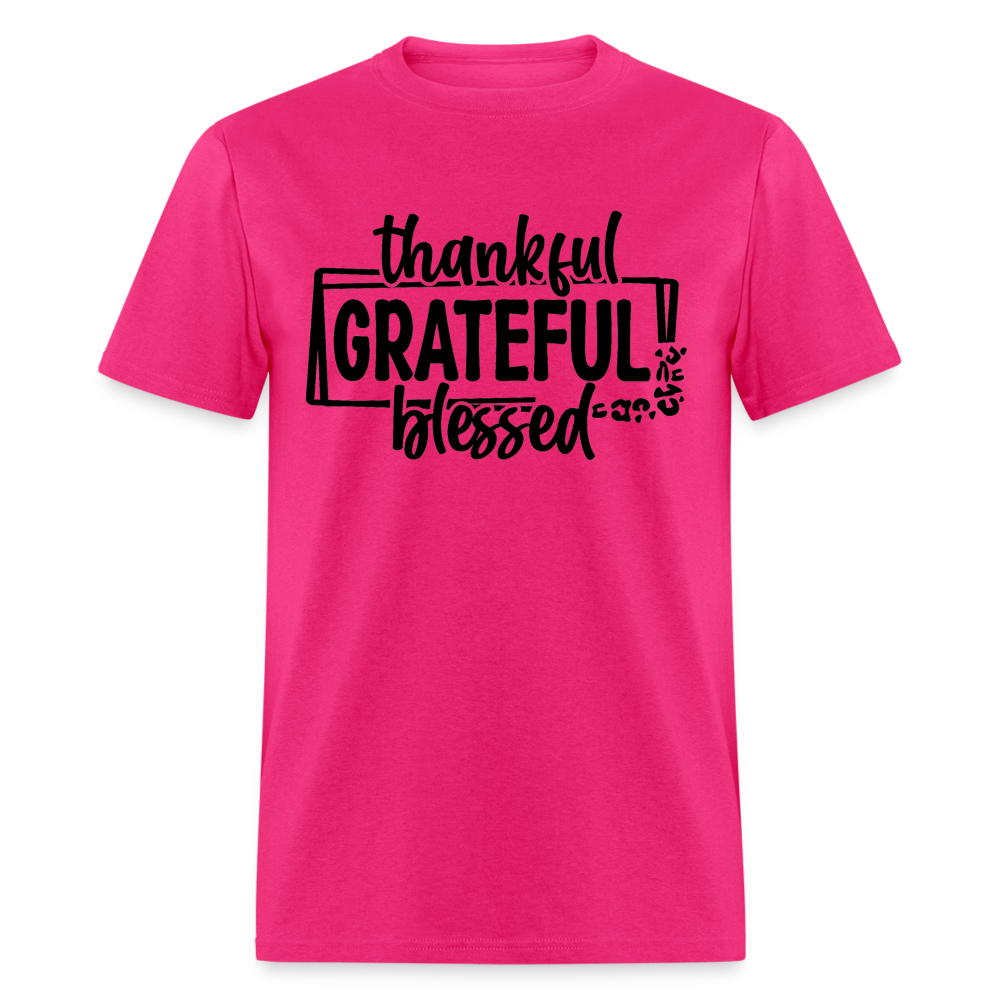 Thankful Grateful Blessed T-Shirt - fuchsia