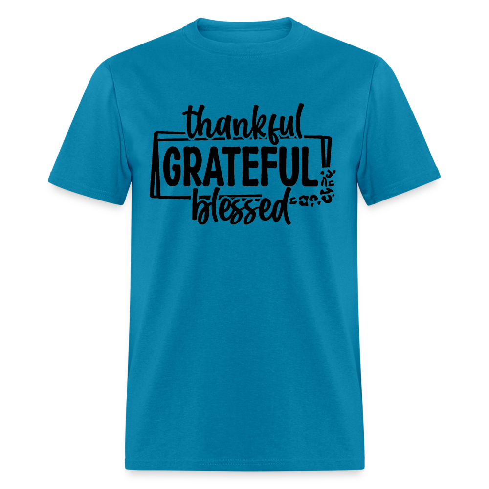Thankful Grateful Blessed T-Shirt - turquoise