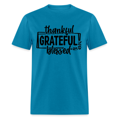 Thankful Grateful Blessed T-Shirt - turquoise