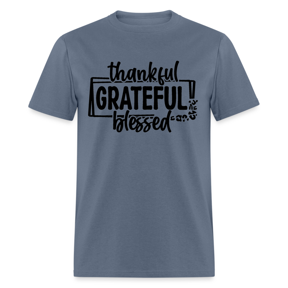 Thankful Grateful Blessed T-Shirt - denim