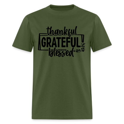 Thankful Grateful Blessed T-Shirt - military green