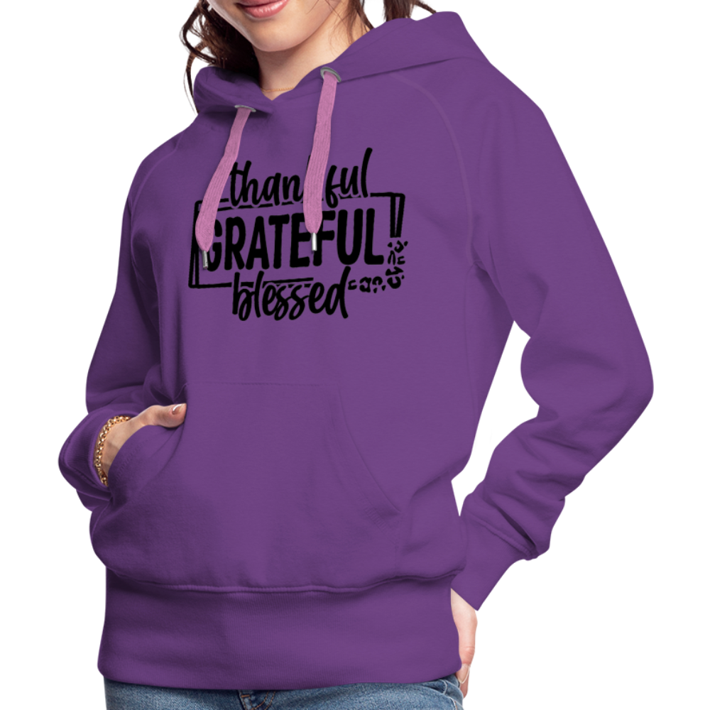 Thankful Grateful Blessed Women’s Premium Hoodie - purple 