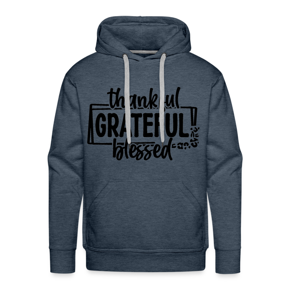 Thankful Grateful Blessed Men’s Premium Hoodie - heather denim