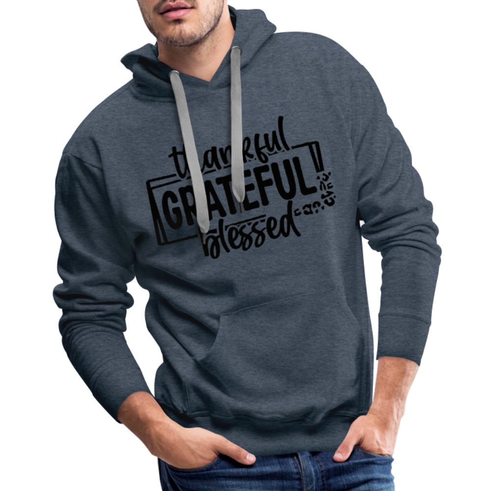 Thankful Grateful Blessed Men’s Premium Hoodie - heather denim